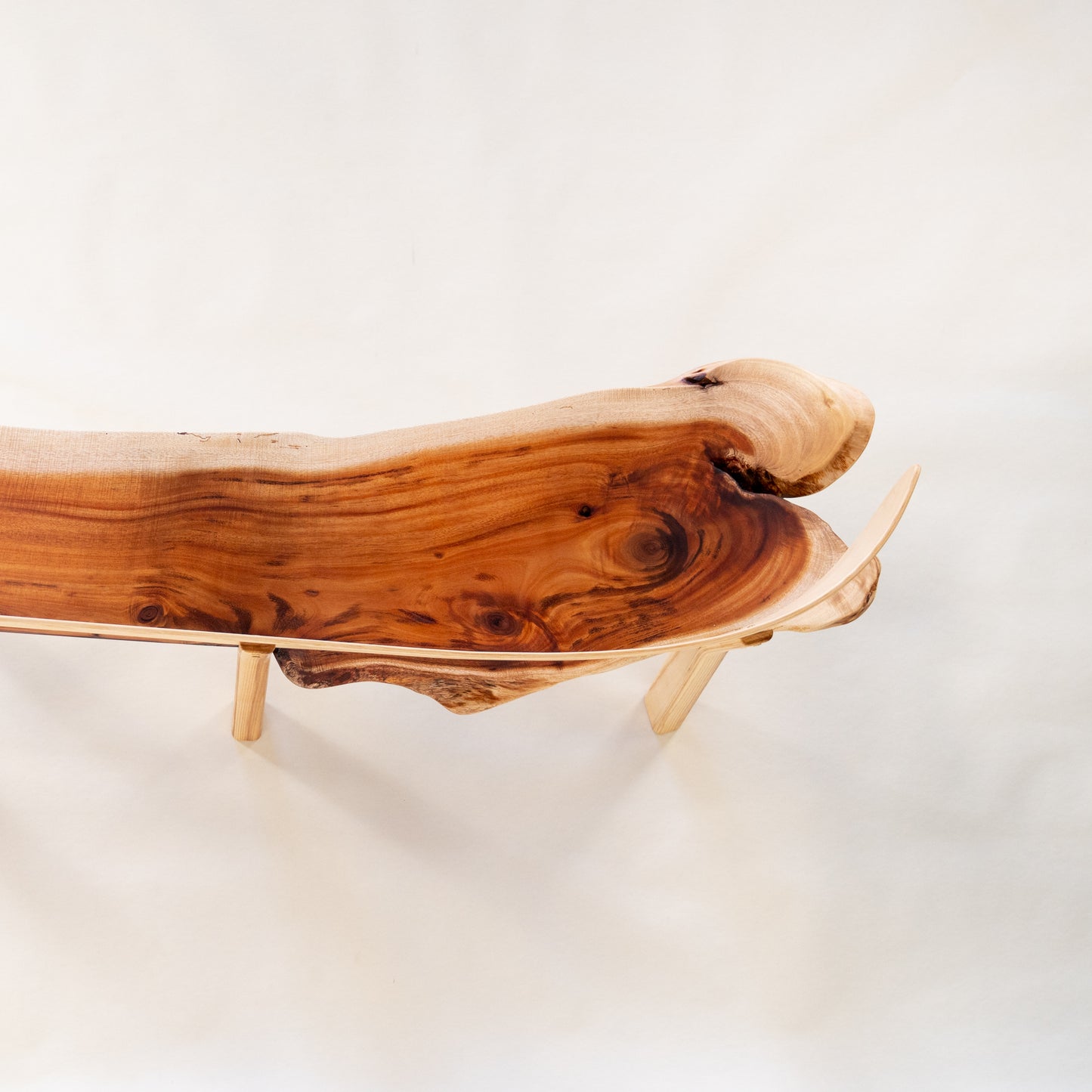 Upcountry Bench, Maui Koa Seat + Curved Back