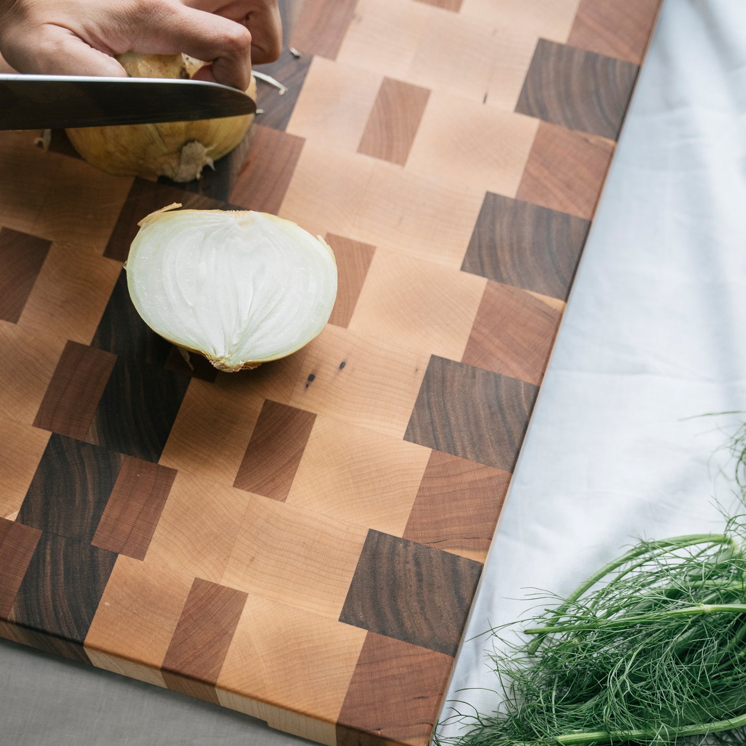 Preorder • EVERGREEN End Grain Cutting Board | Pocket Hand Grip